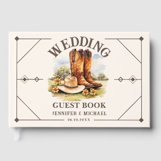 Western Huwelijksland Cowboy Boots Gastenboek (Voorkant)