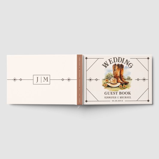 Western Huwelijksland Cowboy Boots Gastenboek (Volledig)