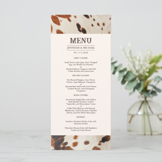 Western huwelijksmenu menu (Staand voorkant)