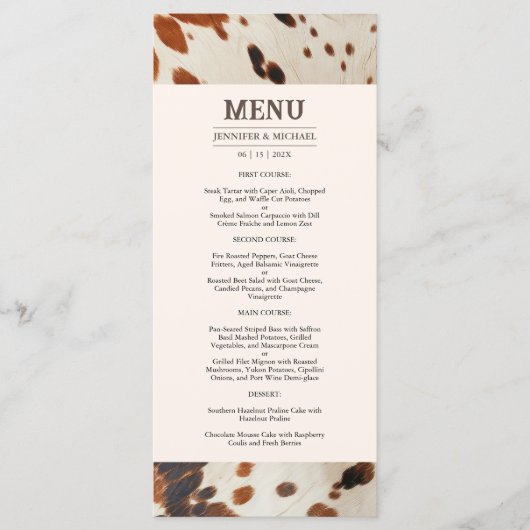 Western huwelijksmenu menu (Voorkant)