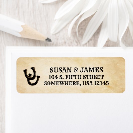 Western huwelijksthema Terugzendadres label (Insitu)
