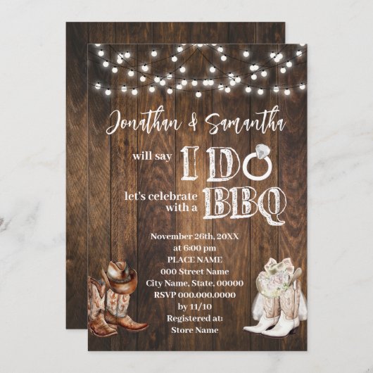 Western Ik doe BBQ Country Couples Douche Kaart (Voorkant / Achterkant)