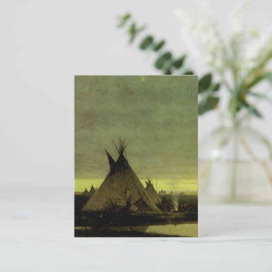  Western, Indiaas kamp in Dawn door Tavernier Briefkaart (Staand voorkant)