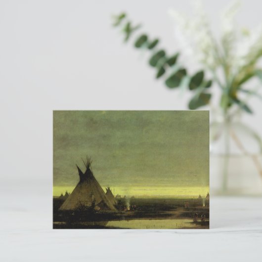  Western, Indiaas kamp in Dawn door Tavernier Briefkaart (Staand voorkant)