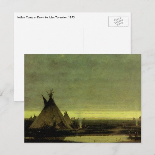  Western, Indiaas kamp in Dawn door Tavernier Briefkaart (Voorkant / Achterkant)
