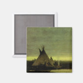  Western, Indiaas kamp in Dawn door Tavernier Magneet (Voorkant / Achterkant)