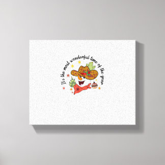 Western is de mooiste tijd cowboy sneeuwman canvas afdruk