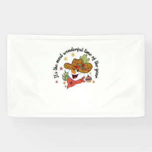 Western is de mooiste tijd cowboy sneeuwman spandoek