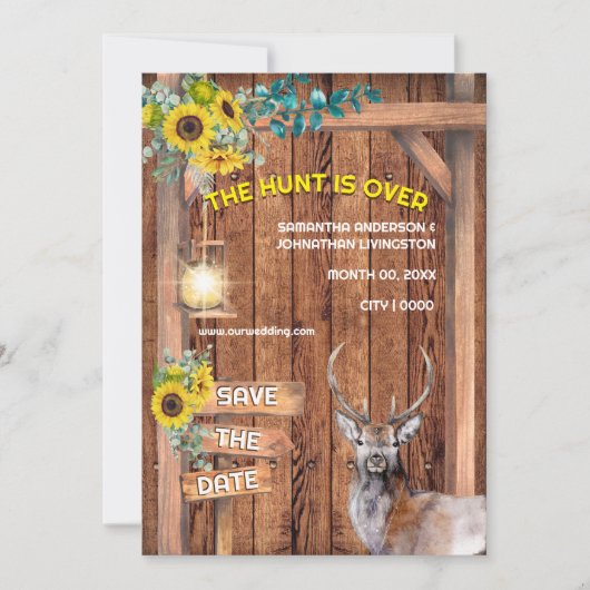 Western jagen op zonnebloempitten red de datum kaart (Voorkant)