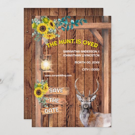 Western jagen op zonnebloempitten red de datum kaart (Voorkant / Achterkant)