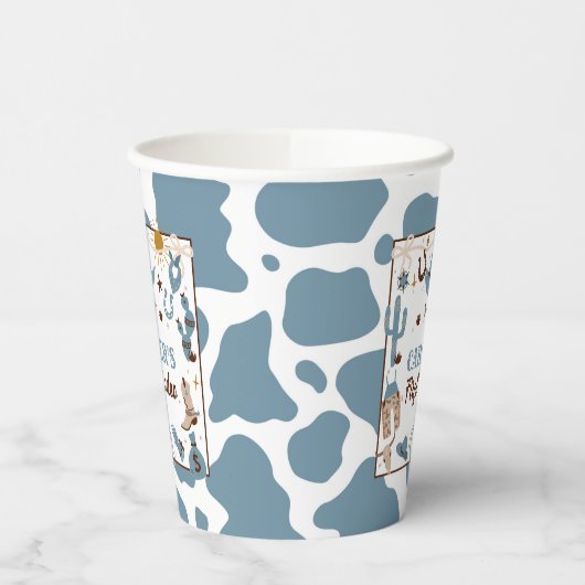 Western Jongen 1e Rodeo Verjaardag Blauwe Feestbek Papieren Bekers (Links)