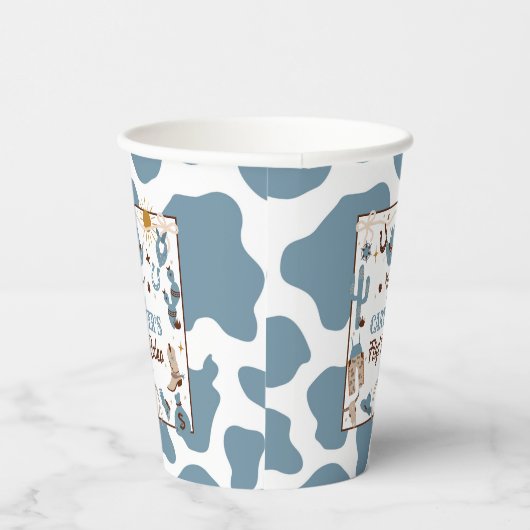 Western Jongen 1e Rodeo Verjaardag Blauwe Feestbek Papieren Bekers (Rechts)