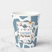 Western Jongen 1e Rodeo Verjaardag Blauwe Feestbek Papieren Bekers (Voorkant)