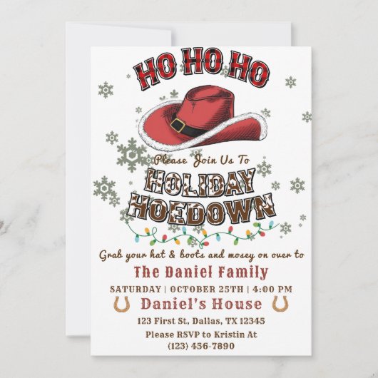 Western Kerst Pet Hoedown Party Kaart (Voorkant)