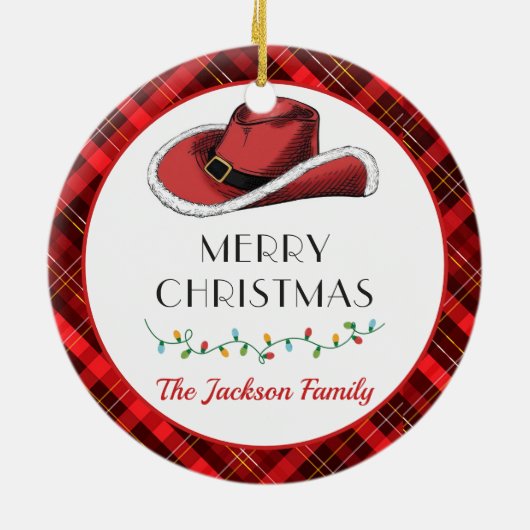 Western Kerst Pet Party Keramisch Ornament (Achterkant)