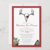 Western kerstdiner rendiergewei & cactus kaart (Voorkant)