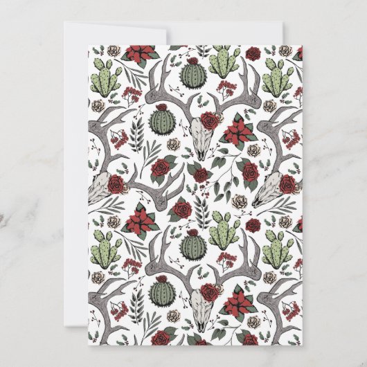 Western kerstdiner rendiergewei & cactus kaart (Achterkant)