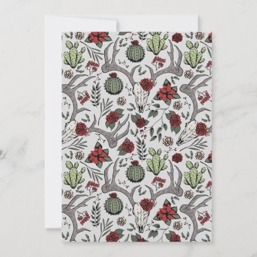 Western kerstdiner rendiergewei & cactus kaart (Achterkant)