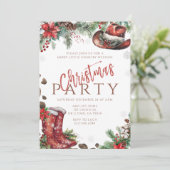 Western Kerstfeest Country Boots Party Kaart (Staand voorkant)