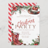 Western Kerstfeest Country Boots Party Kaart (Voorkant / Achterkant)