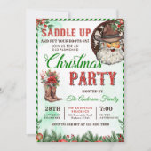 Western Kerstfeest Country Boots Party Kaart (Voorkant)