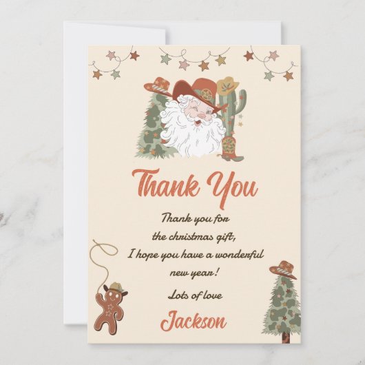 Western kerstfeest dank u kaart (Voorkant)
