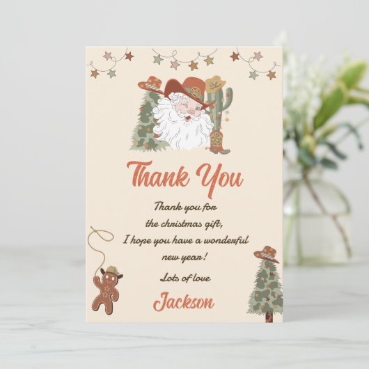 Western kerstfeest dank u kaart (Staand voorkant)