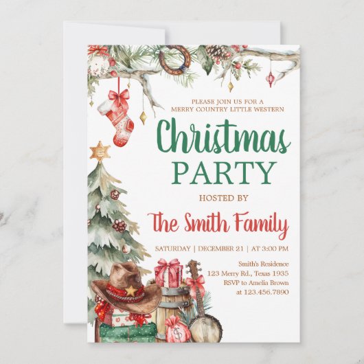 Western Kerstfeest Kaart (Voorkant)