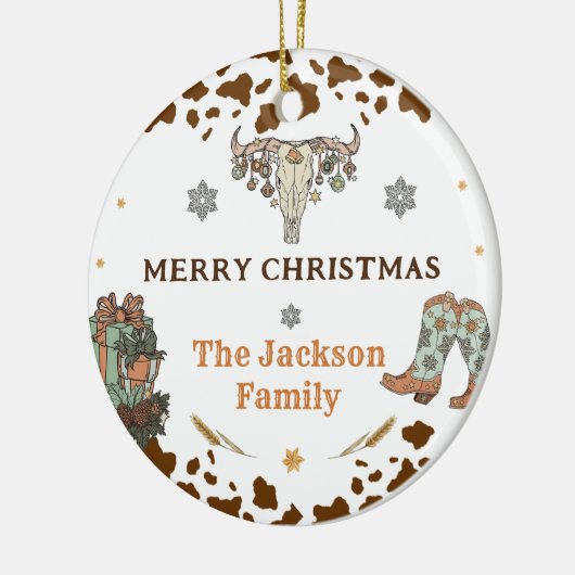 Western kerstfeest keramisch ornament (Links)