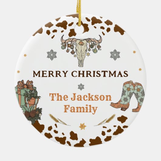 Western kerstfeest keramisch ornament (Achterkant)