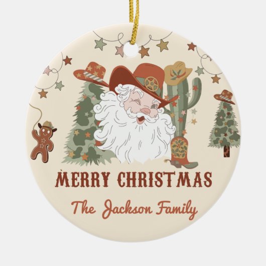 Western kerstfeest keramisch ornament (Voorkant)