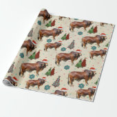 Western kerstpatroonpapier cadeaupapier (Uitgerold)