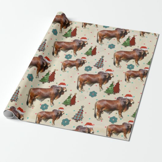 Western kerstpatroonpapier cadeaupapier (Uitgerold)