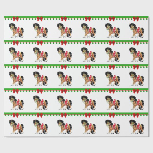 Western kersttaartje Pony met zadels Cadeaupapier (Vlak)