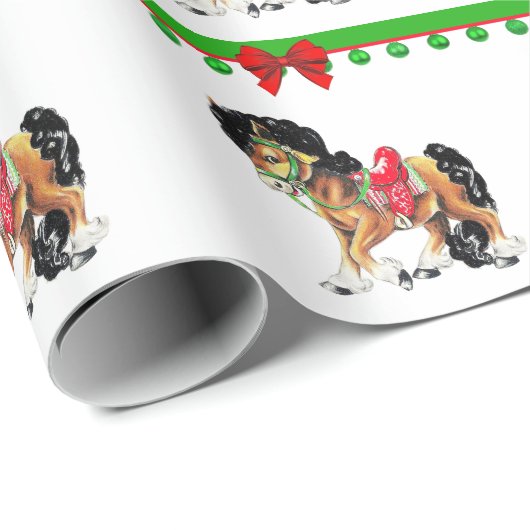 Western kersttaartje Pony met zadels Cadeaupapier (Rol Hoek)