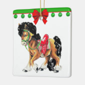 Western kersttaartje Pony met zadels Keramisch Ornament (Links)
