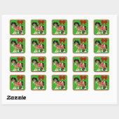 Western kersttaartje Pony met zadels Vierkante Sticker (Vel)