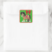 Western kersttaartje Pony met zadels Vierkante Sticker (Tas)