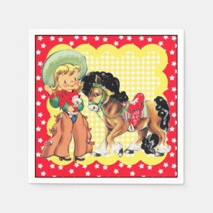 Western Kind van Cowgirl met paardenfeest Servet