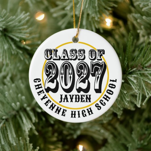 Western Klas van 2027 Foto Afstuderen Keramisch Ornament (Boom)