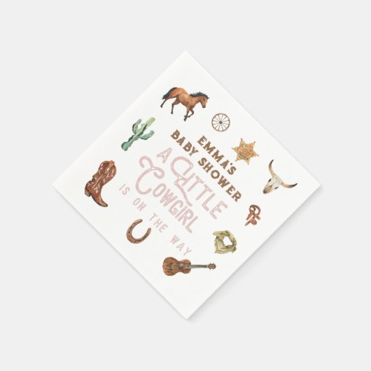 Western klein cowgirl Baby shower Servet (Hoek)