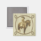 Western  klein meisje op paard magneet (Voorkant / Achterkant)