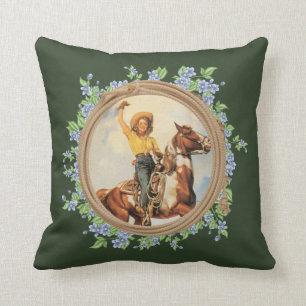  Western koeestpaard met hellende bloemen Kussen