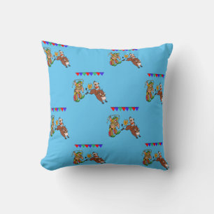 Western kussen Rodeo clown en Bull Rider Cartoon