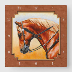 Western kwartpaard Rustic Brown Vierkante Klok