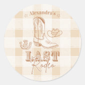 Western Laatste Rodeo Meisjesavond Ronde Sticker (Voorkant)