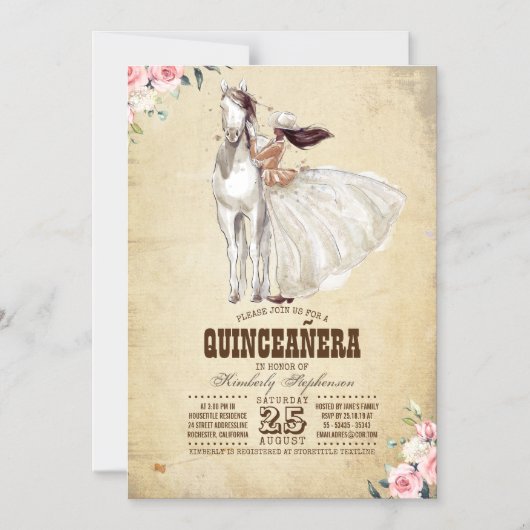 Western Land 15e verjaardag Quinceañera Magnetische Uitnodiging (Voorkant)