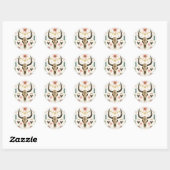 Western Land Aztec Bull Skull cactus Cactussen Ronde Sticker (Vel)