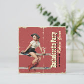western land bachelorette : retro cowgirl kaart (Staand voorkant)