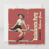 western land bachelorette : retro cowgirl kaart (Voorkant)